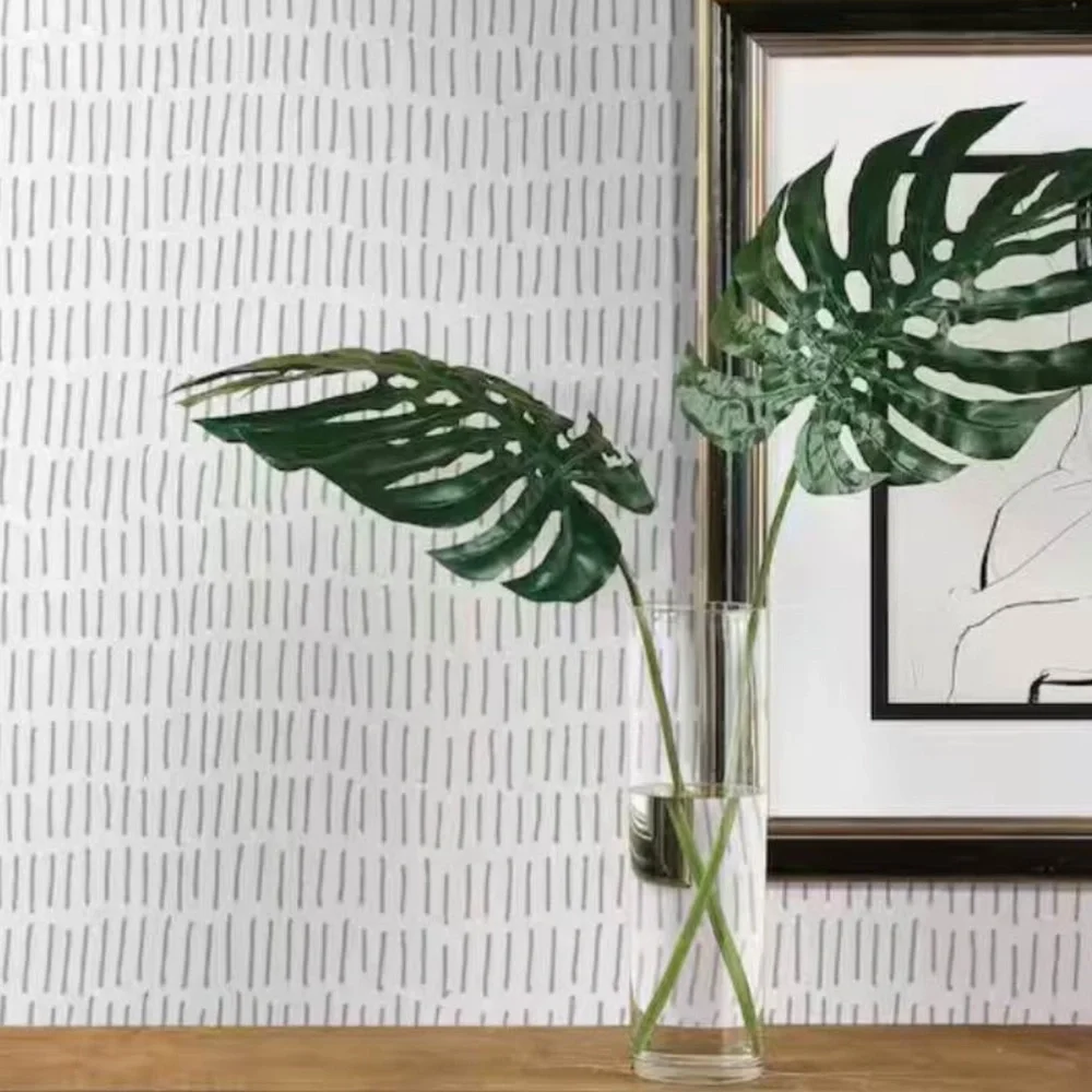 RoomMates Tick Mark Grey Vinyl Peel & Stick Repositionable Wallpaper Rolls